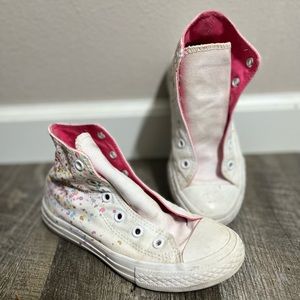 Converse high top little girls size 13 white with confetti